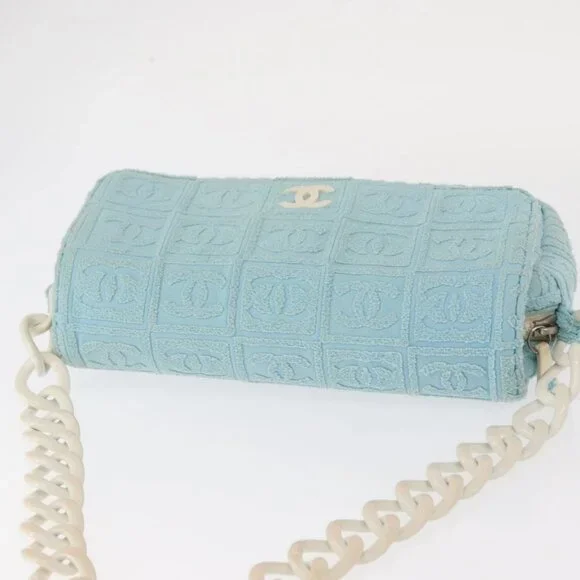 CHANEL Plastic Chain Shoulder Bag Pile Light Blue Silver CC Auth 158681V - Picture 11 of 16